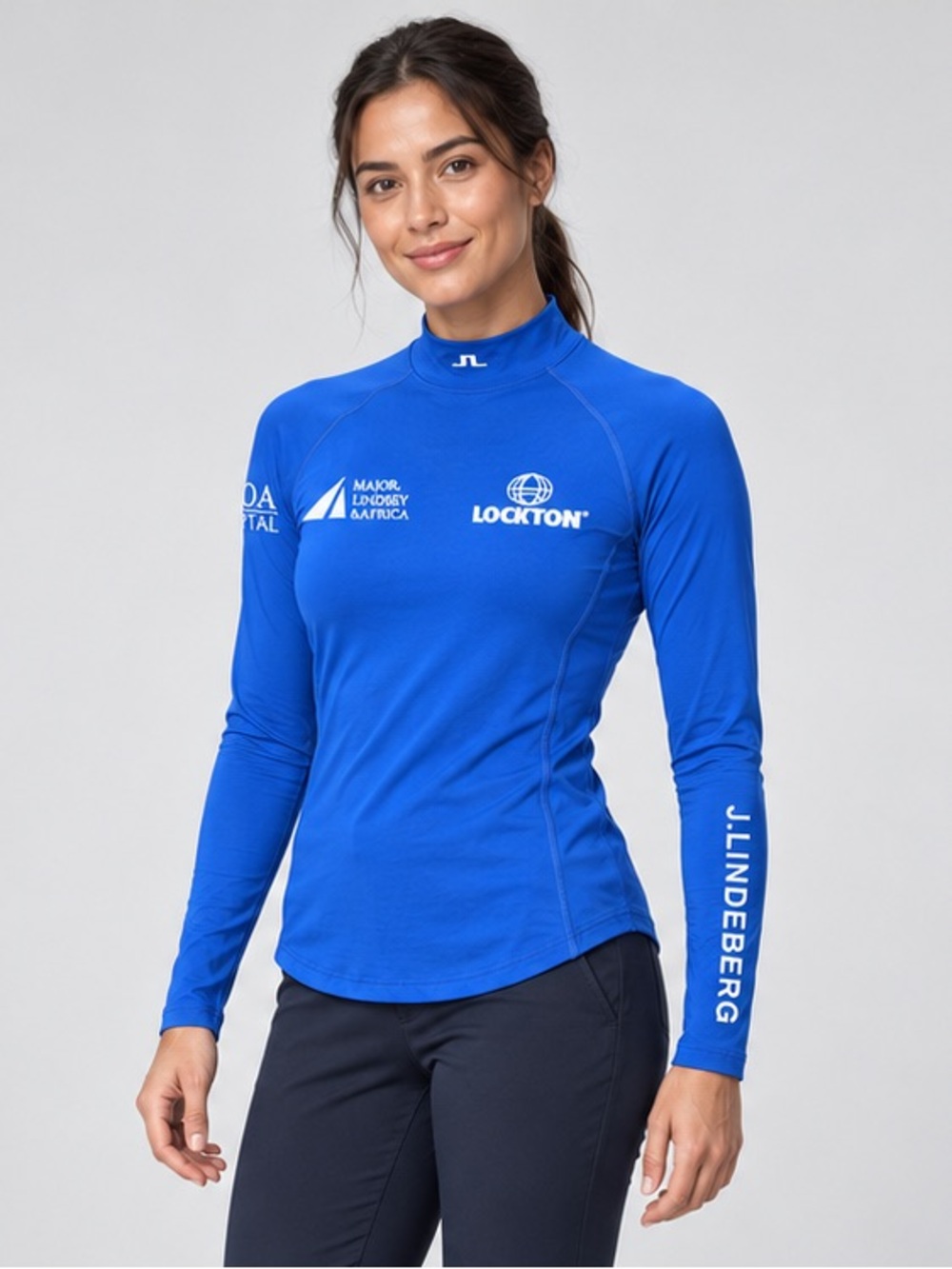 J.Lindeberg Asa Soft Compression Golf Top Blue Medium